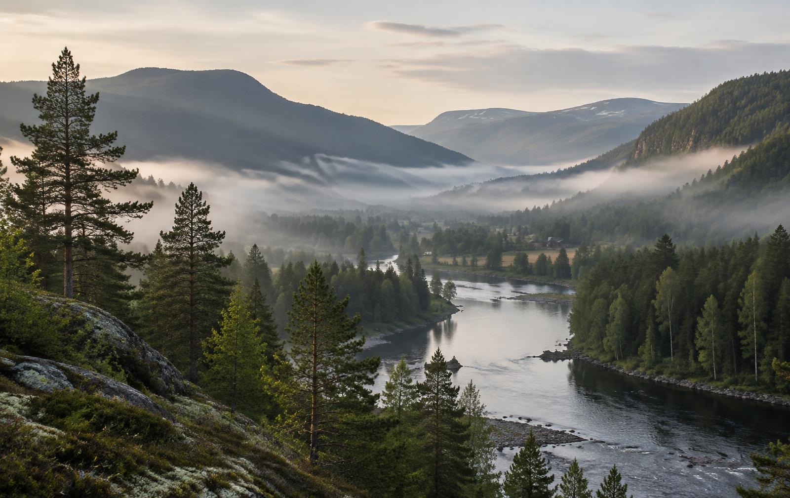Numedal med elv og skog